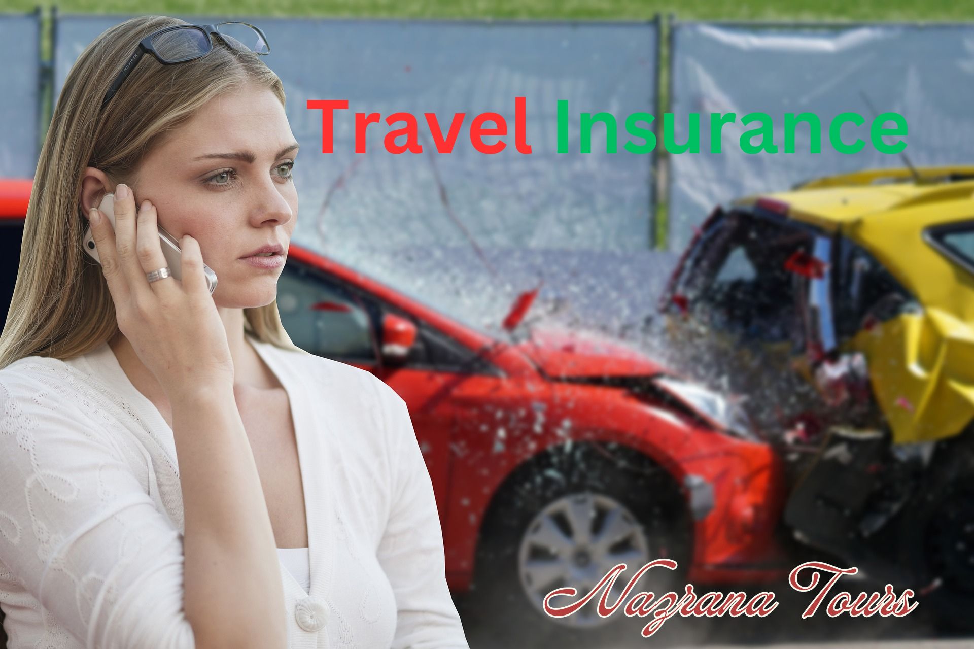 travel insurance, 2 car accident and 1 ladies with cell phone